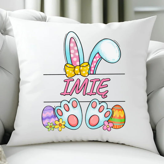 Zajączek Wielkanocny imię | Poduszka dla dziecka na Wielkanoc WN15 - StoryCups.pl
