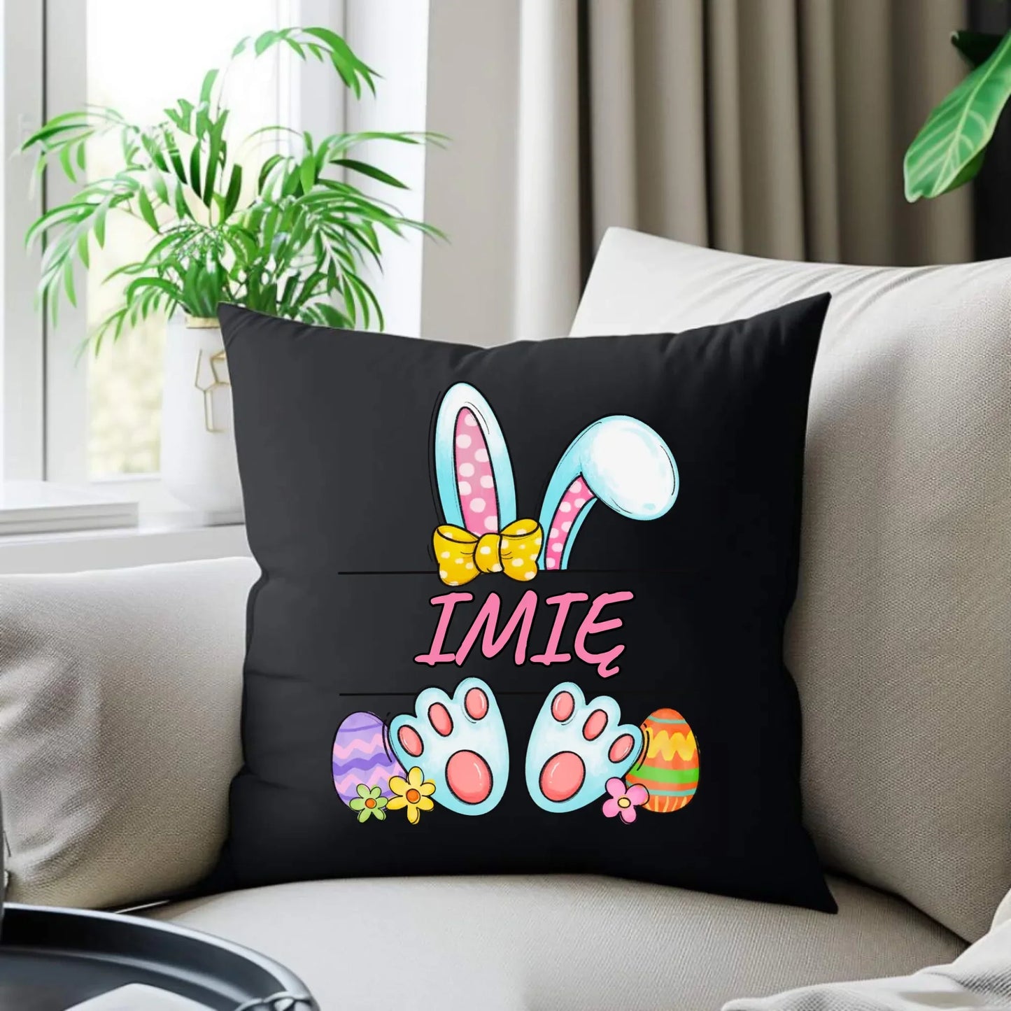 Zajączek Wielkanocny imię | Poduszka dekoracyjna dla dziecka na Wielkanoc WN15 - StoryCups.pl
