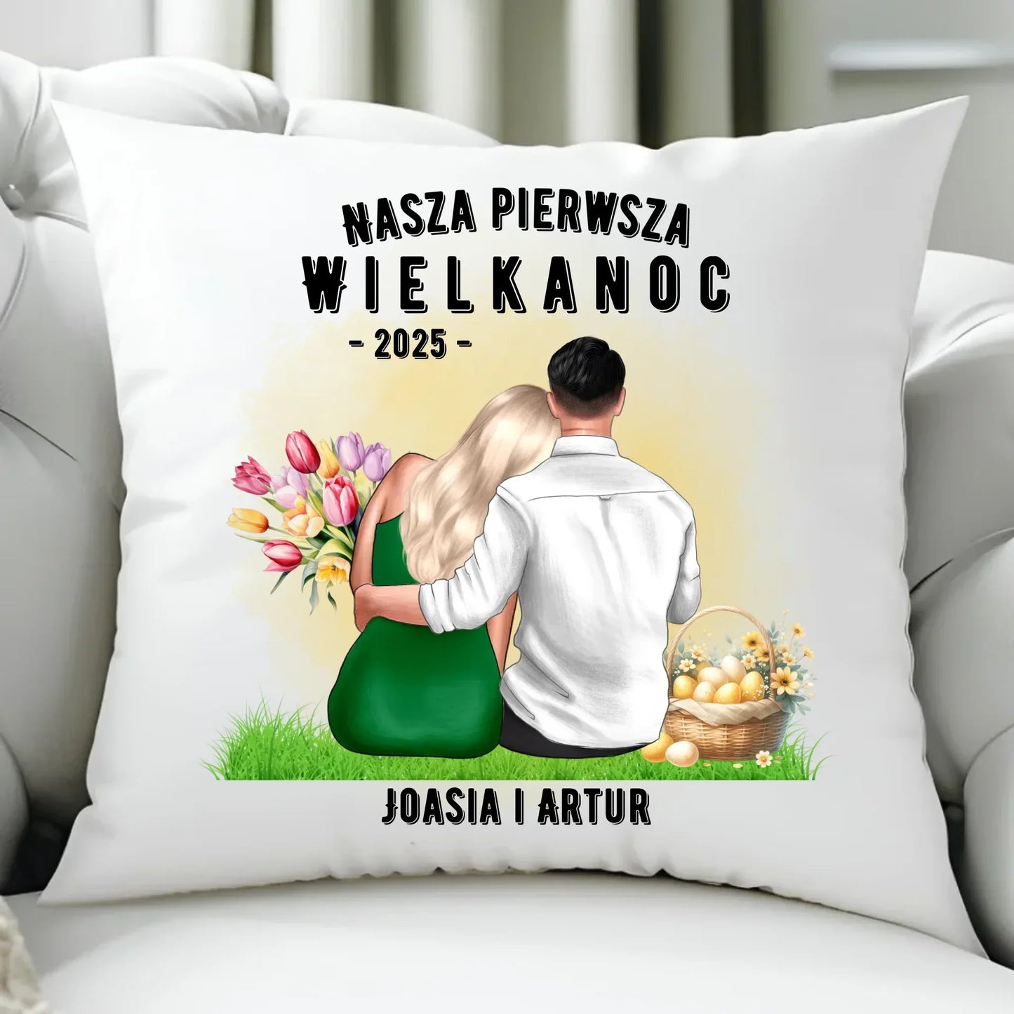 Nasza pierwsza Wielkanoc | Poduszka Wielkanocna dla par WN16 - StoryCups.pl