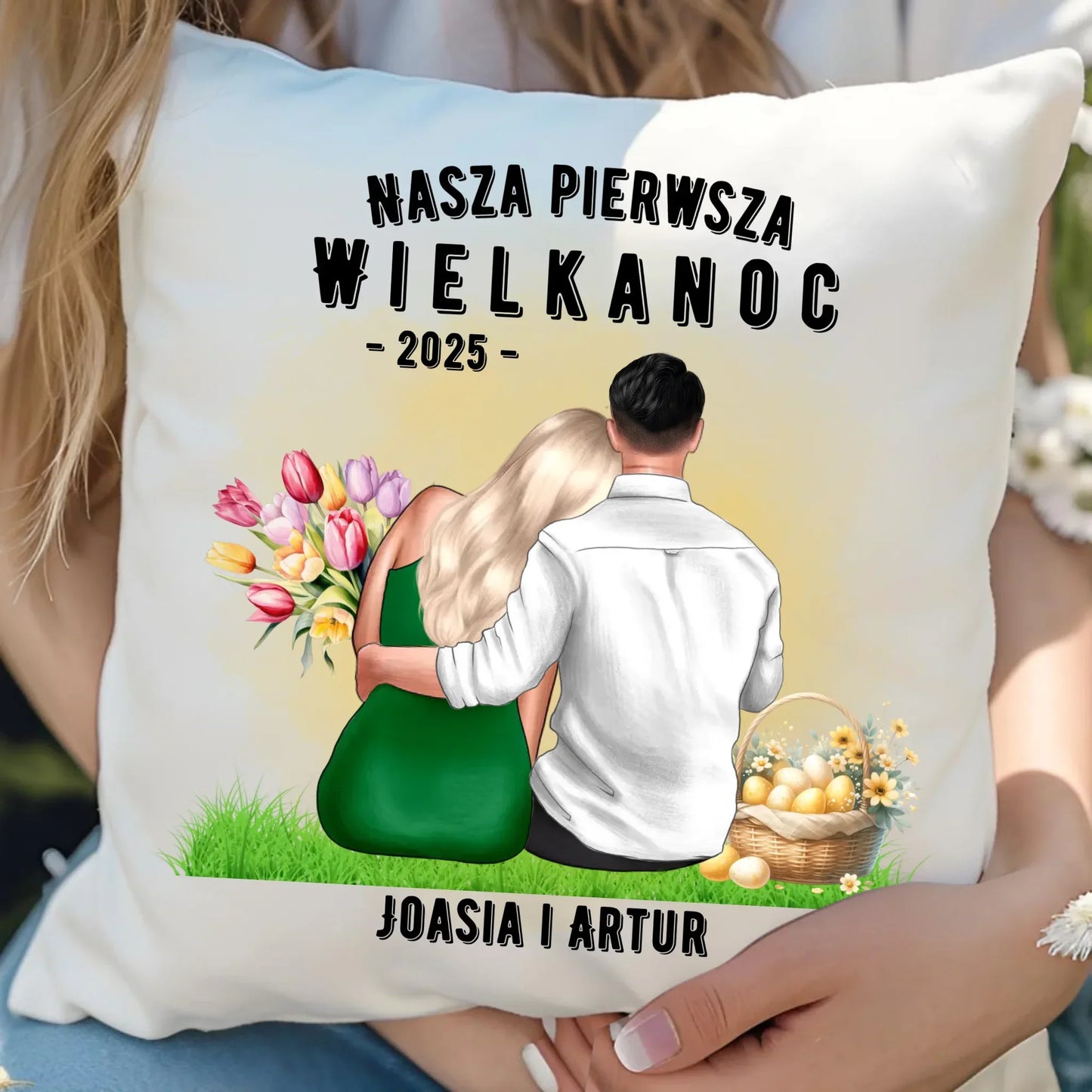 Nasza pierwsza Wielkanoc | Poduszka Wielkanocna dla par WN16 - StoryCups.pl