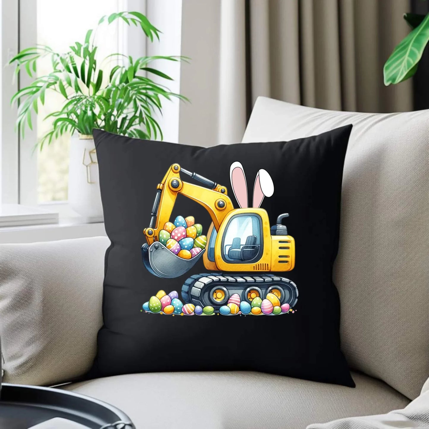 Koparka | Poduszka dekoracyjna dla dziecka na Wielkanoc WN17 - StoryCups.pl