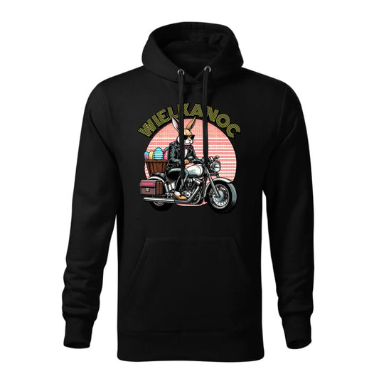 Zając na motorze | Bluza męska z kapturem na Wielkanoc WN29 - StoryCups.pl