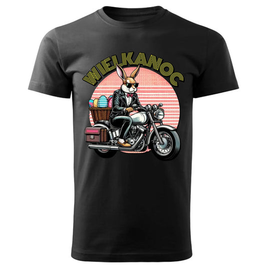 Zając na motorze | Koszulka męska na Wielkanoc WN29 - StoryCups.pl