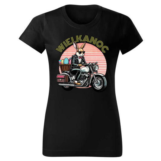 Zając na motorze | Koszulka damska na Wielkanoc WN29 - StoryCups.pl