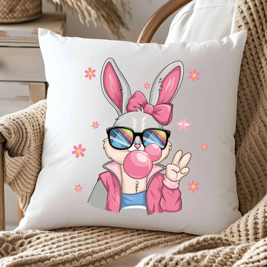 Różowy króliczek | Poduszka Wielkanocna WN35 - StoryCups.pl