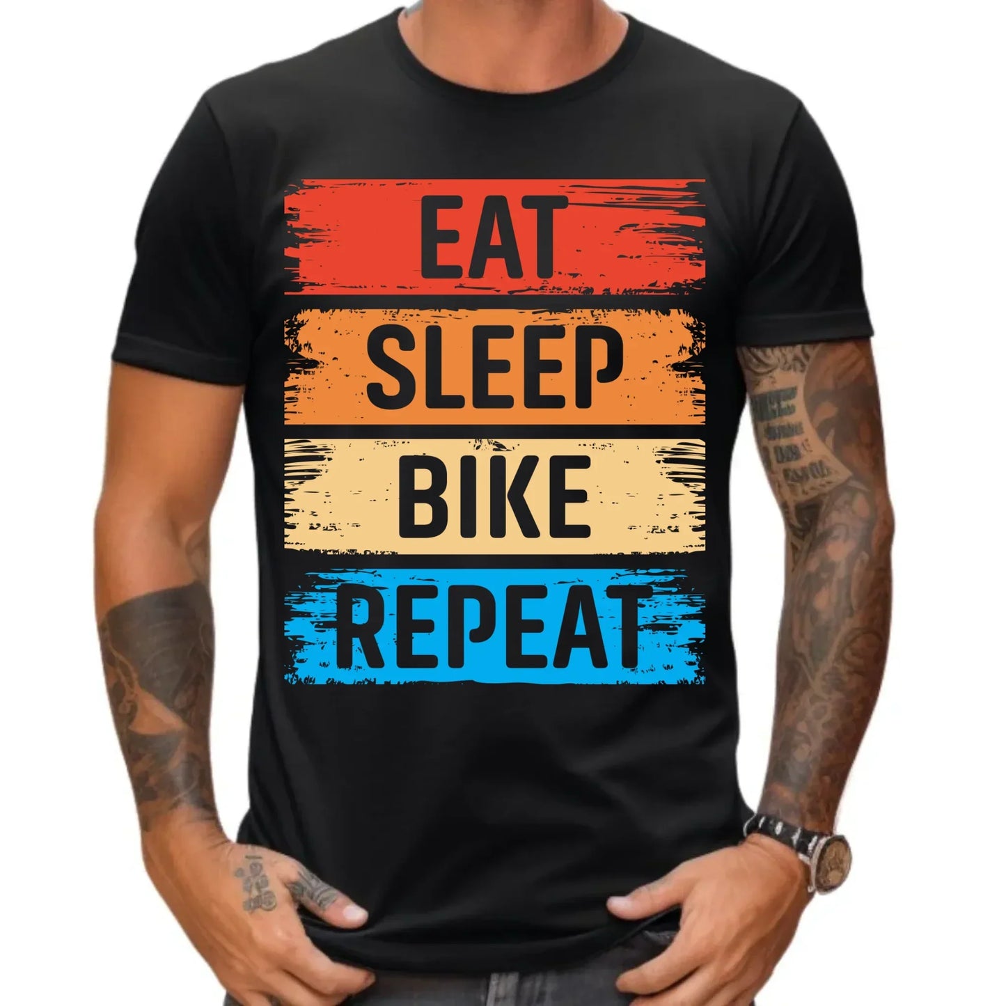 Eat Sleep Bike Repeat | Koszulka męska dla rowerzysty HR03 - StoryCups.pl