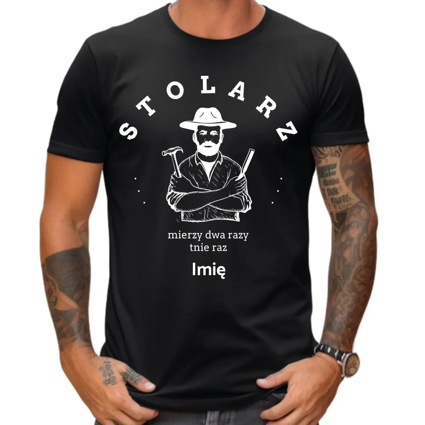 Stolarz mierzy dwa razy tnie raz | Koszulka męska dla stolarza ZS02 - StoryCups.pl