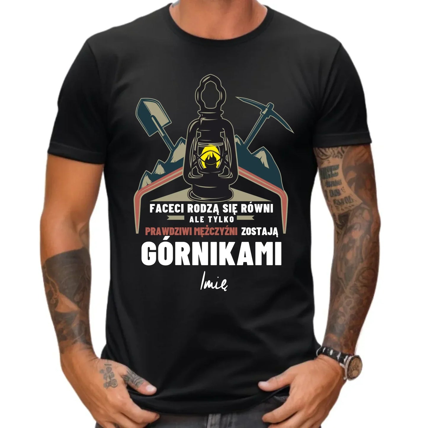 Prawdziwi mężczyźni zostają górnikami imię | Personalizowana koszulka dla górnika G08 - StoryCups.pl