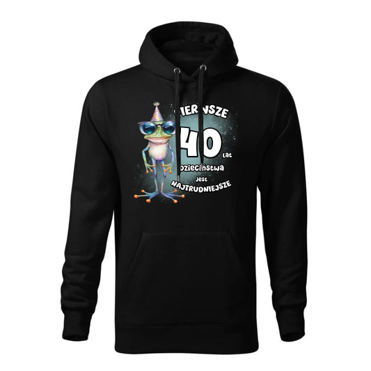 Pierwsze 40 lat dzieciństwa jest najtrudniejsze | Bluza męska z kapturem na urodziny U20 - StoryCups.pl