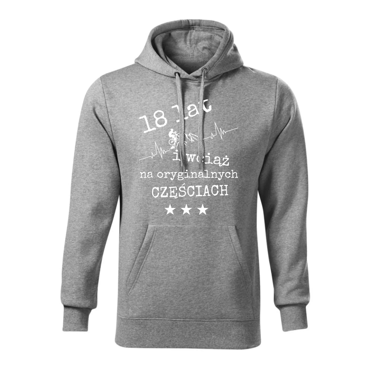 Wciąż na oryginalnych częściach | Bluza męska z kapturem na urodziny dla rowerzysty U28 - StoryCups.pl