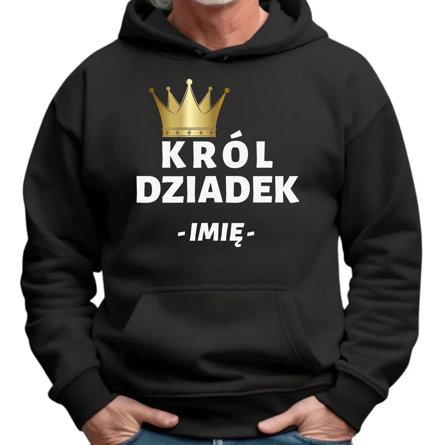 Król Dziadek | Bluza męska z kapturem dla dziadka D17 - StoryCups.pl