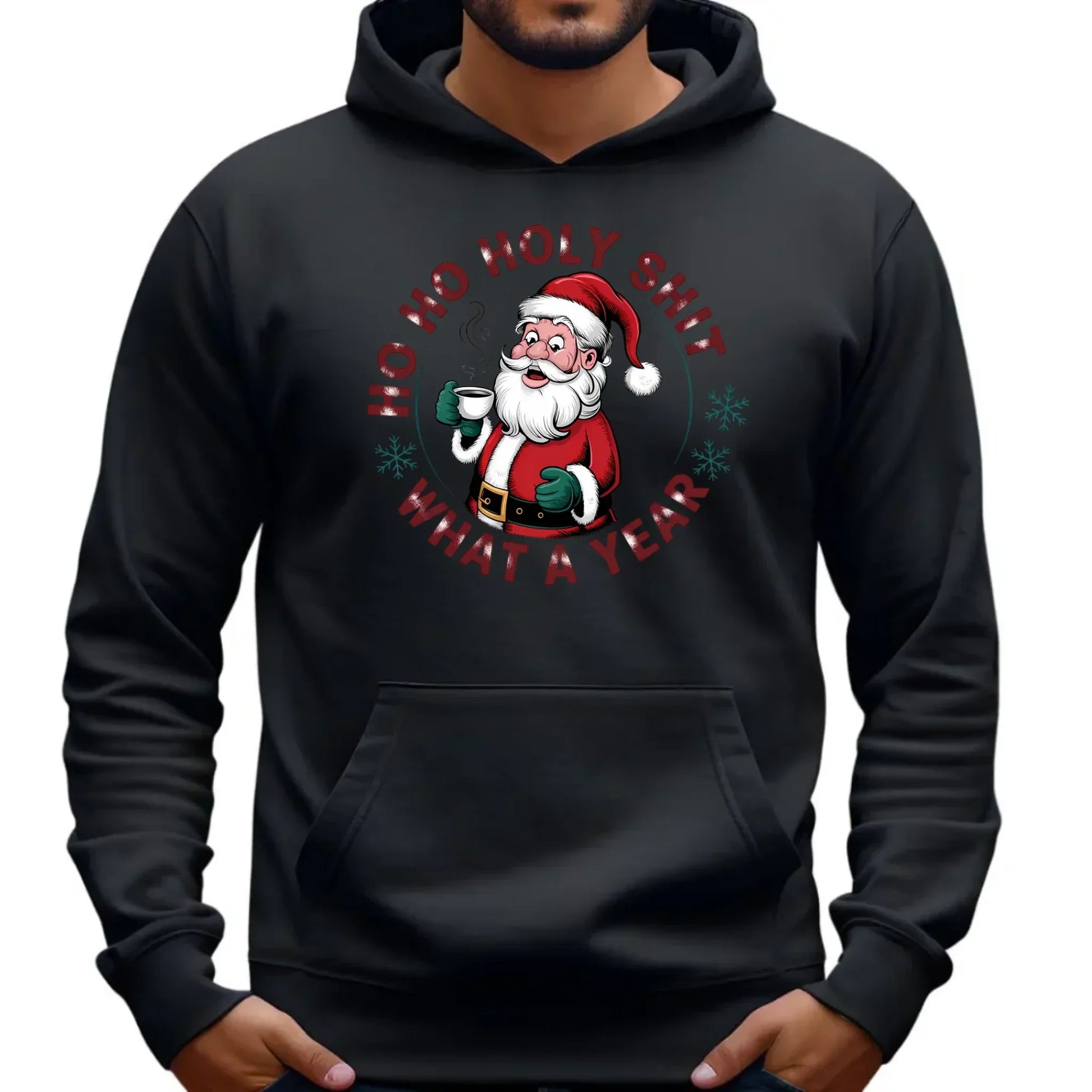 Ho ho holy shit | Świąteczna bluza męska z kapturem BN74 - StoryCups.pl