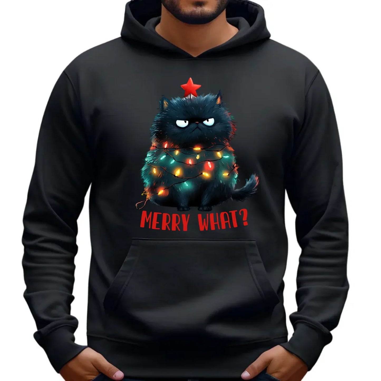 Merry what? | Świąteczna bluza męska z kapturem BN37 - StoryCups.pl