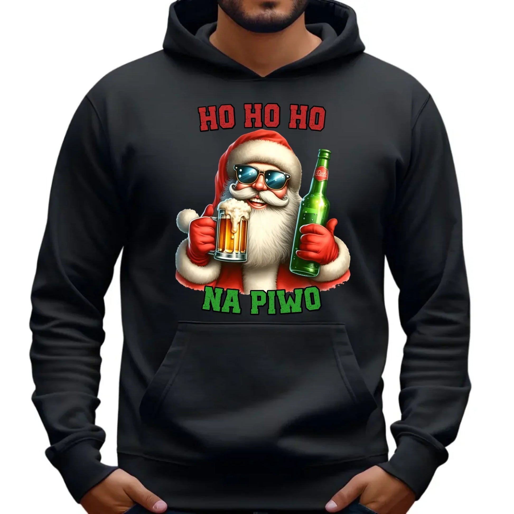 Ho ho ho na piwo | Świąteczna bluza męska z kapturem BN64 - StoryCups.pl