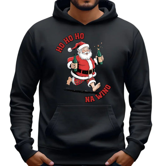 Ho ho ho na wino | Świąteczna bluza męska z kapturem BN61 - StoryCups.pl