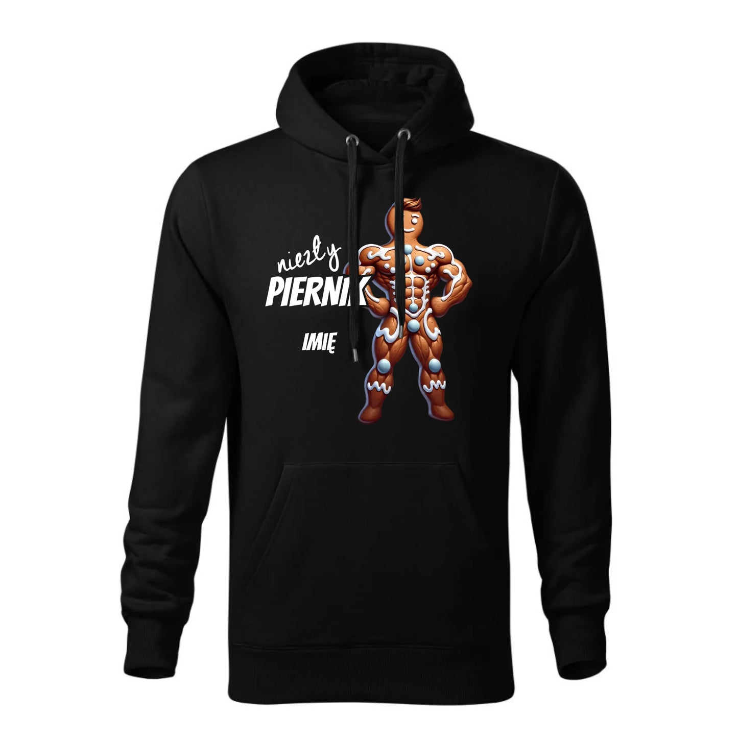 Świąteczna bluza męska z kapturem czarna na prezent personalizacja hoodie Święta Boże Narodzenie Mikołajki