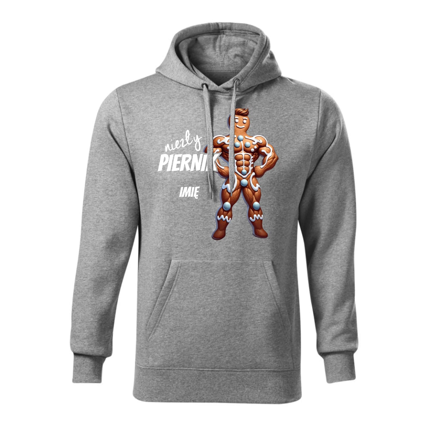 Świąteczna bluza męska z kapturem szara na prezent personalizacja hoodie Święta Boże Narodzenie Mikołajki