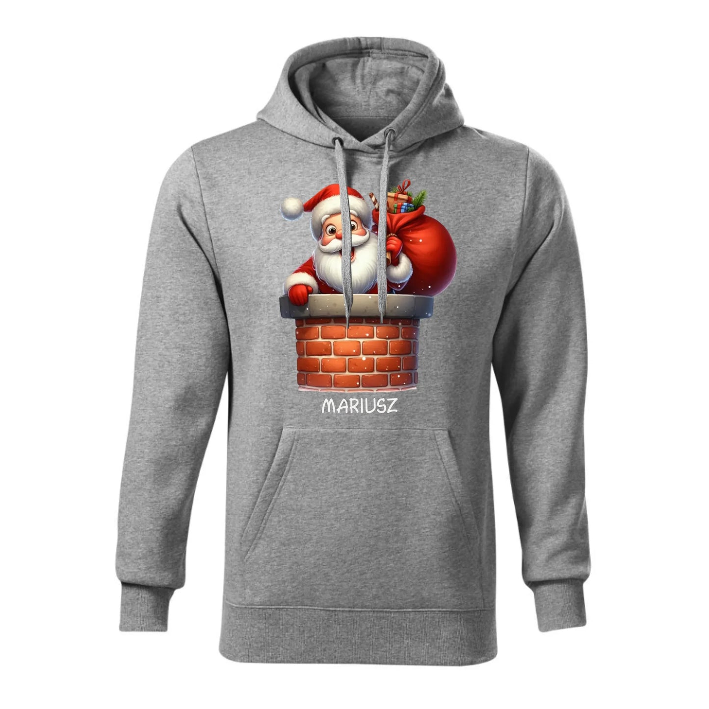 Świąteczna bluza męska z kapturem szara na prezent personalizacja hoodie Święta Boże Narodzenie Mikołajki
