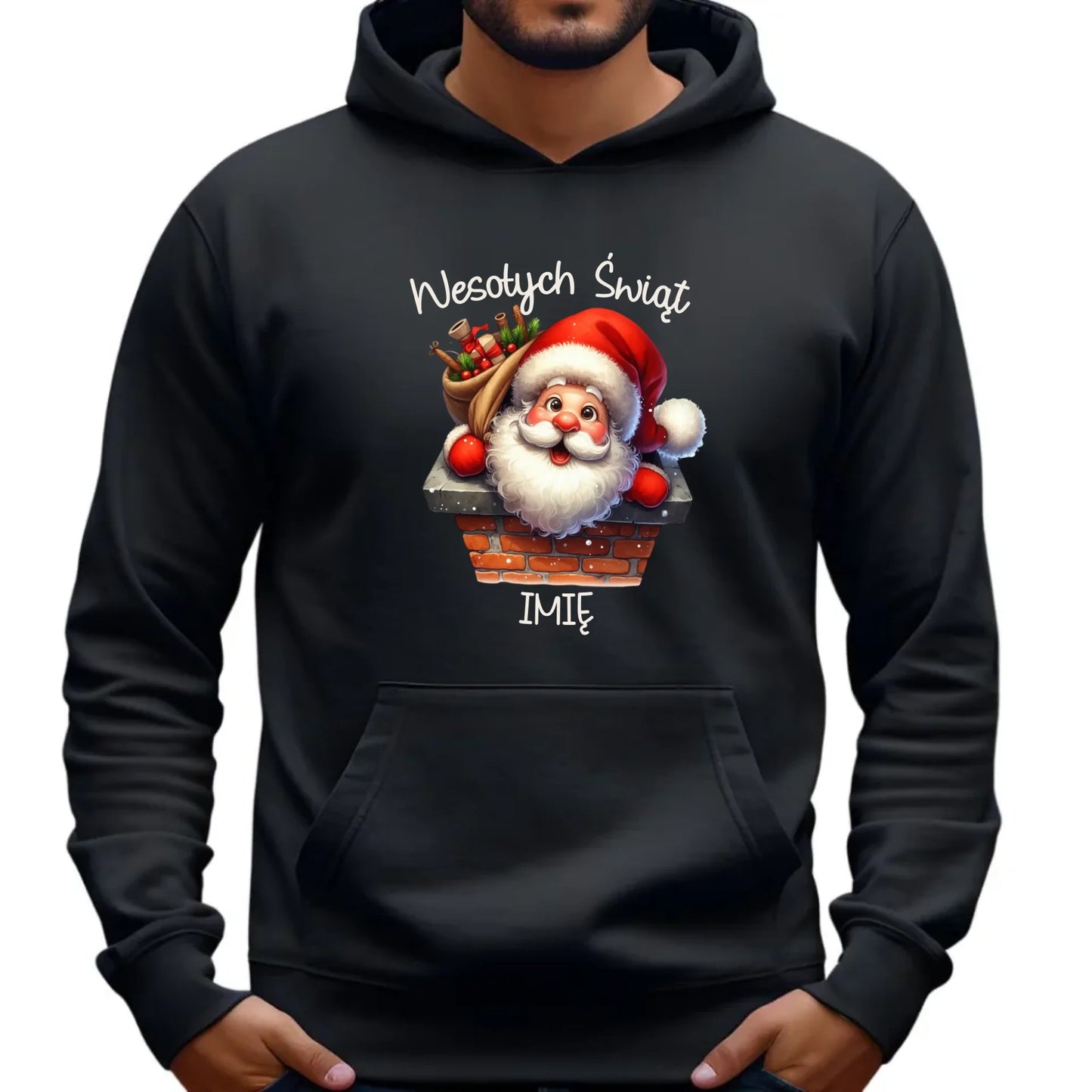 Świąteczna bluza męska z kapturem na prezent hoodie personalizacja