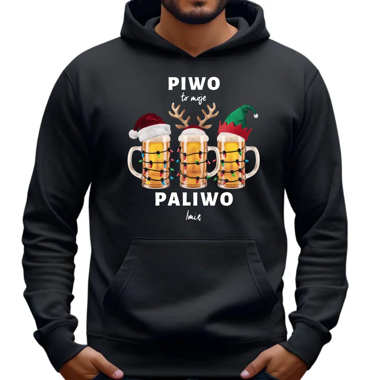 Świąteczna bluza męska z kapturem na prezent hoodie personalizacja