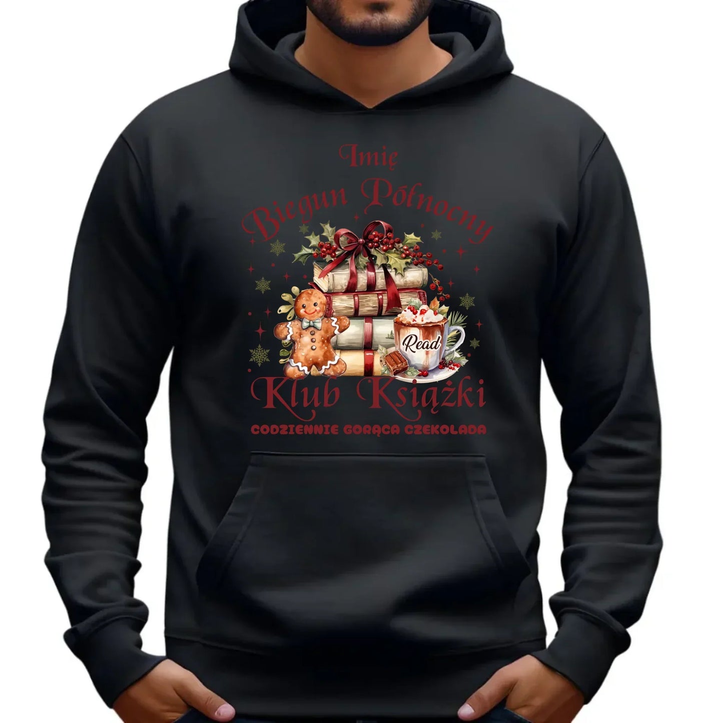 Klub Książki z Bieguna Północnego | Świąteczna bluza męska z kapturem BN79 - StoryCups.pl