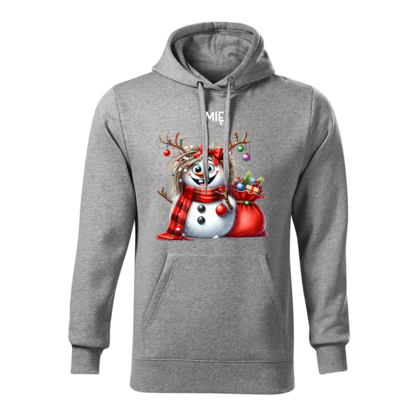 Świąteczna bluza męska z kapturem szara na prezent personalizacja hoodie Święta Boże Narodzenie Mikołajki