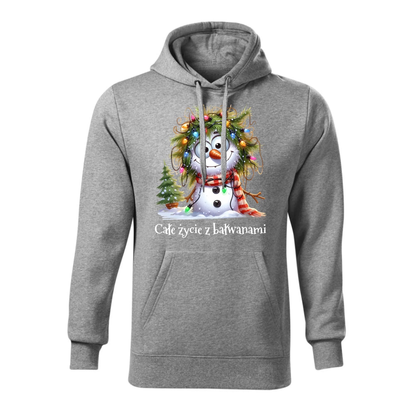 Świąteczna bluza męska z kapturem szara na prezent personalizacja hoodie Święta Boże Narodzenie Mikołajki