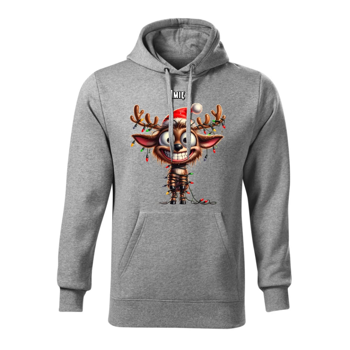 Świąteczna bluza męska z kapturem szara na prezent personalizacja hoodie Święta Boże Narodzenie Mikołajki