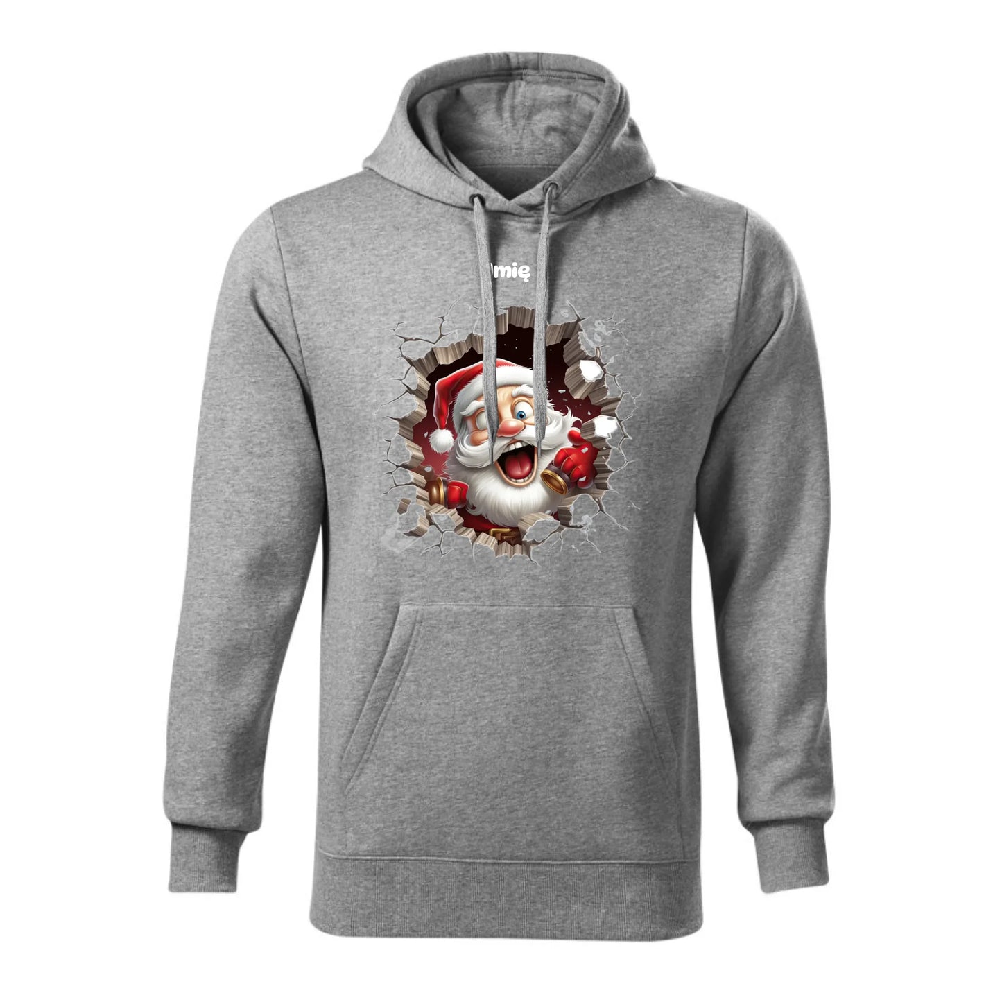 Świąteczna bluza męska z kapturem szara na prezent personalizacja hoodie Święta Boże Narodzenie Mikołajki