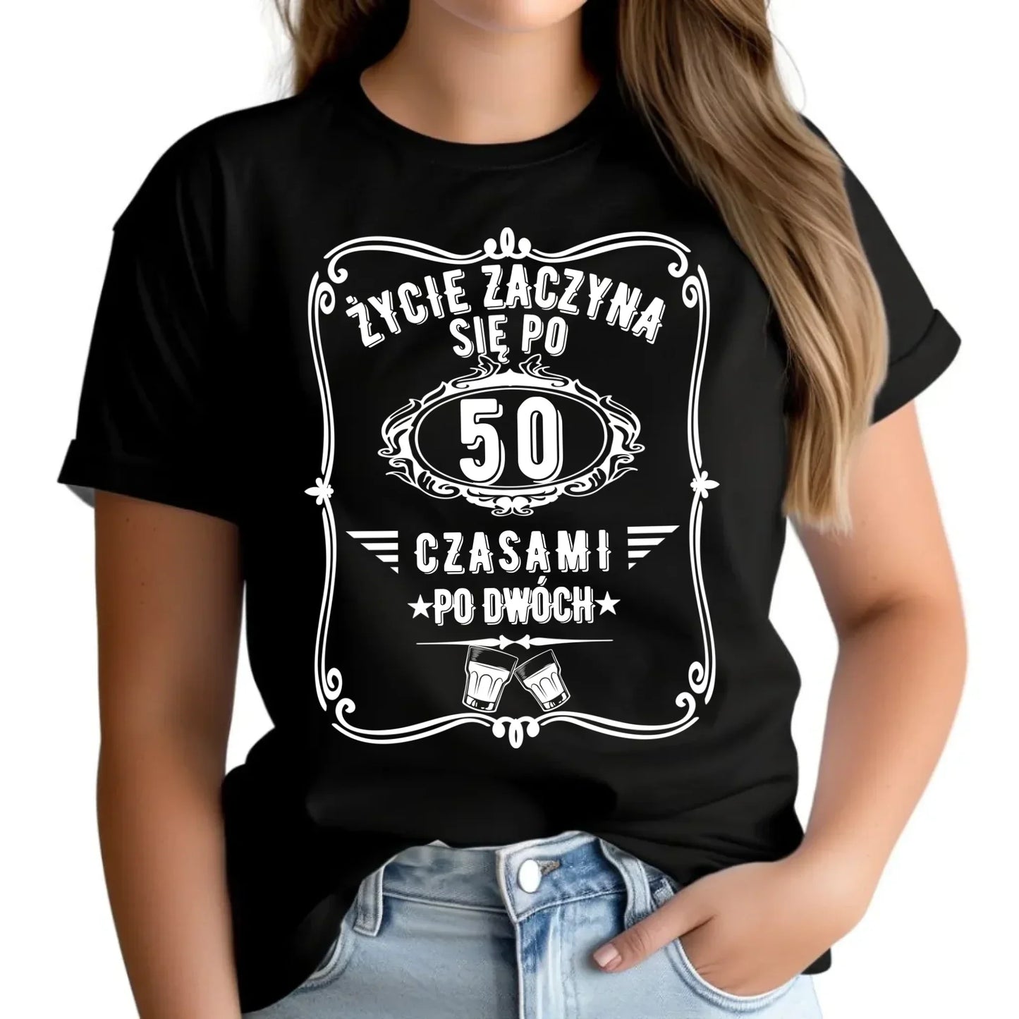 Życie zaczyna się po 50 | Koszulka damska na 50 urodziny U12 - StoryCups.pl