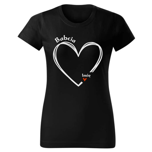 Serce z imionami wnuków | Personalizowana koszulka damska dla babci B26 - StoryCups.pl