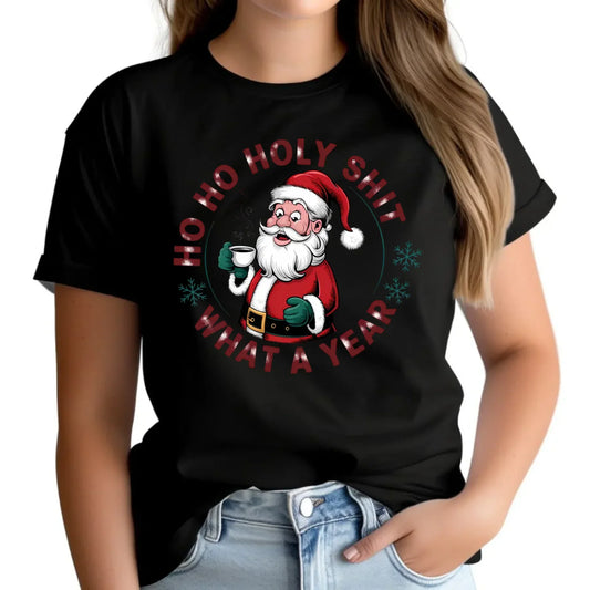 Ho ho holy shit | Świąteczna koszulka damska BN74 - StoryCups.pl