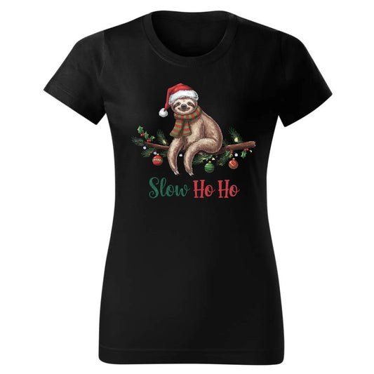 Leniwiec slow ho ho | Świąteczna koszulka damska BN92 - StoryCups.pl