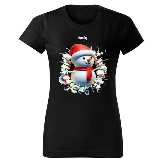 Bałwanek 3D | Personalizowana koszulka damska świąteczna BN82 - StoryCups.pl