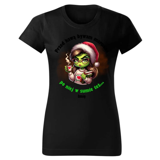 Przed kawą bywam marudna | Świąteczna koszulka damska BN116 - StoryCups.pl