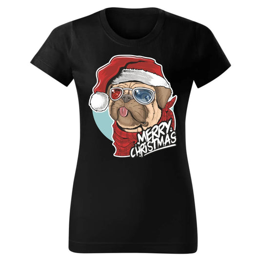 Merry Christmas | Świąteczna koszulka damska z mopsem BN62 - StoryCups.pl