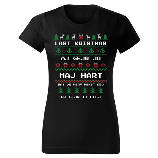 Last kristmas aj gejw ju maj hart | Świąteczna koszulka damska BN13 - StoryCups.pl