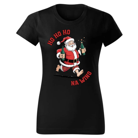 Ho ho ho na wino | Świąteczna koszulka damska BN61 - StoryCups.pl