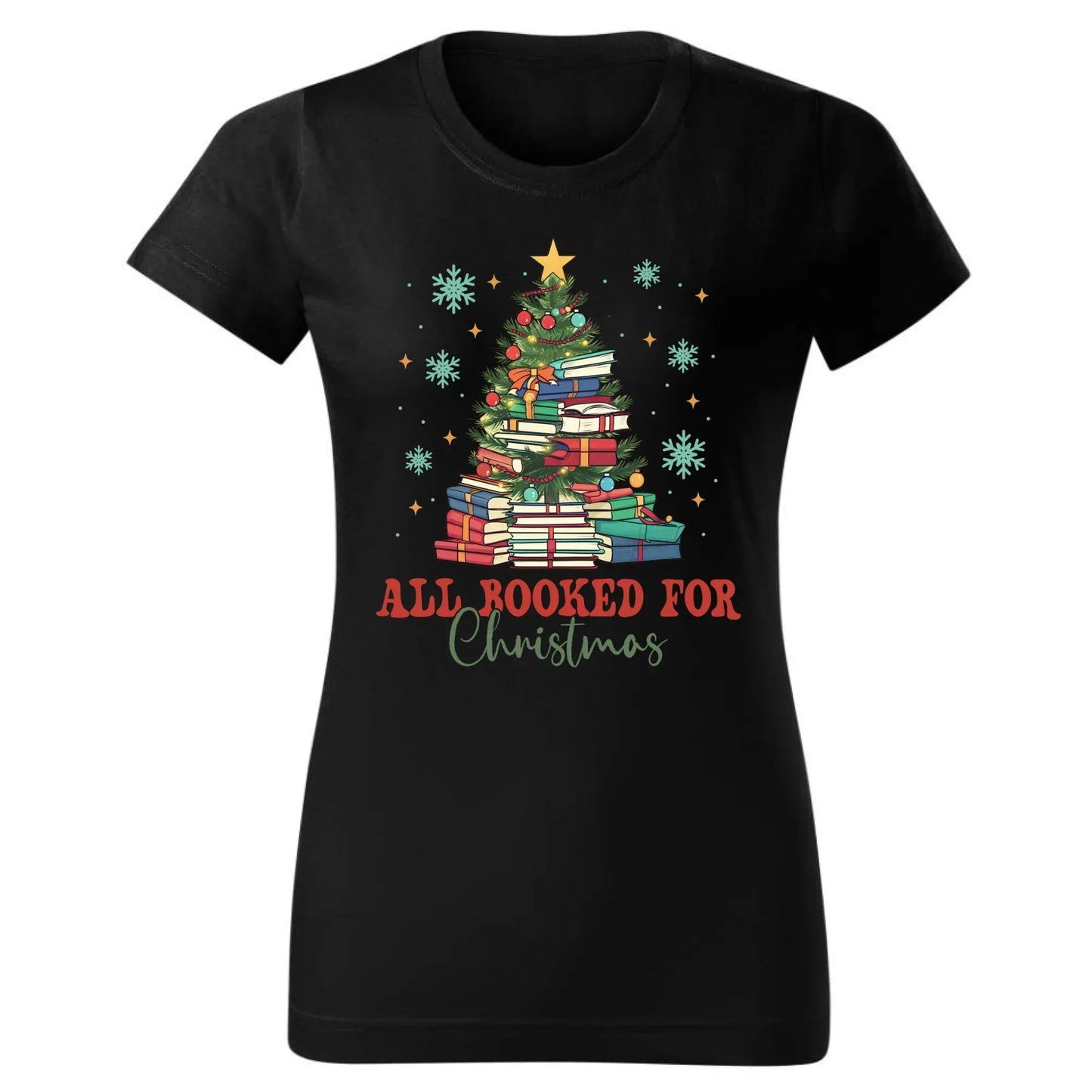 All booked for Christmas | Świąteczna koszulka damska BN05 - StoryCups.pl