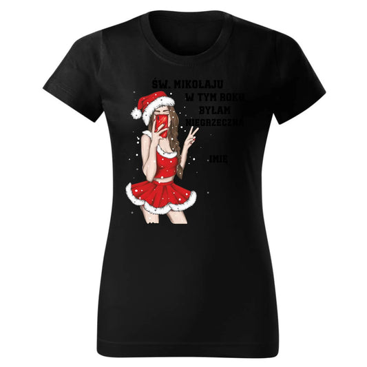 W tym roku byłam niegrzeczna | Personalizowana koszulka damska świąteczna BN21 - StoryCups.pl