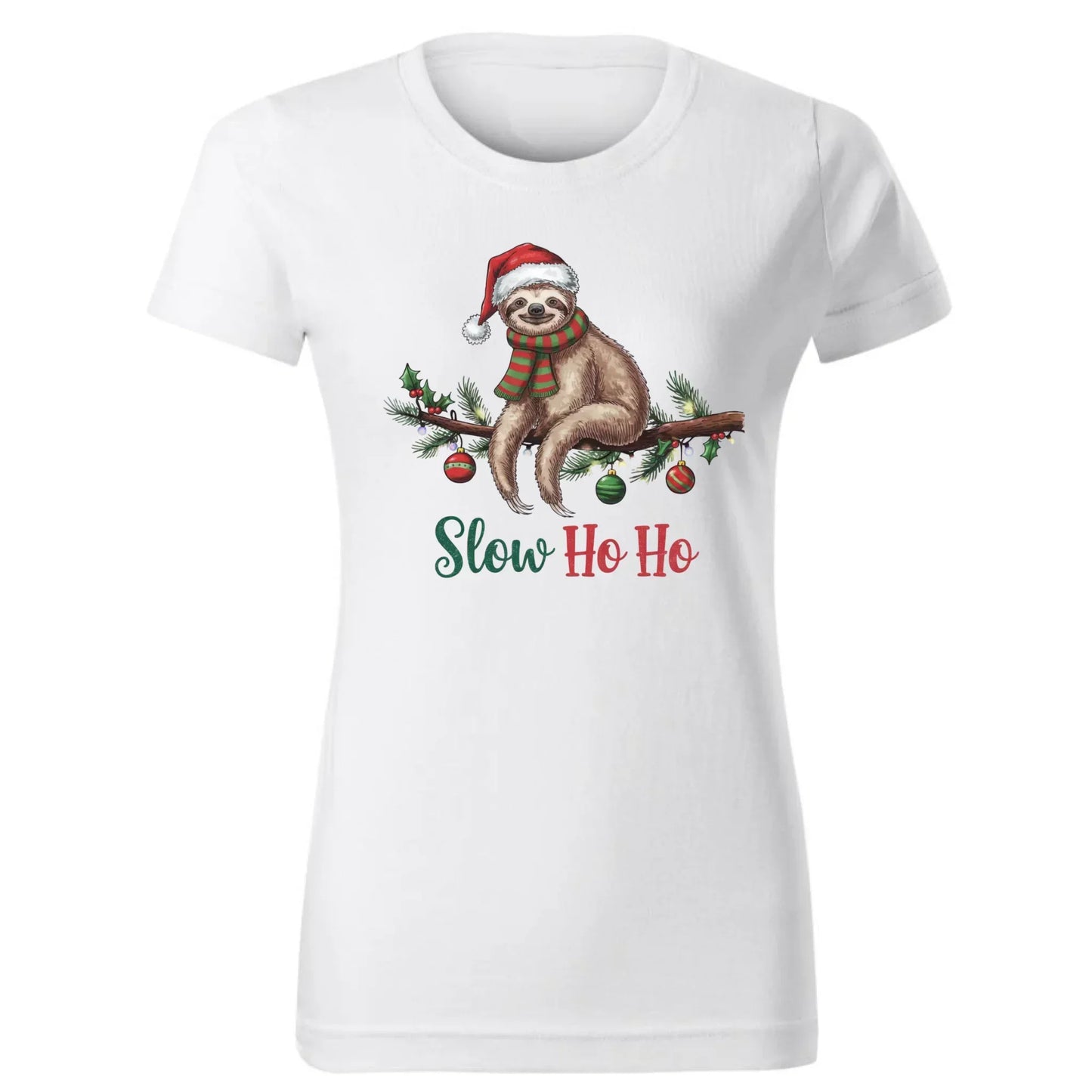 Leniwiec slow ho ho | Świąteczna koszulka damska BN92 - StoryCups.pl