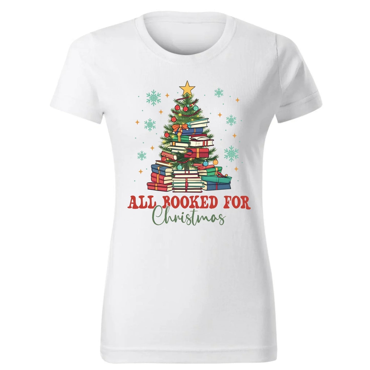 All booked for Christmas | Świąteczna koszulka damska BN05 - StoryCups.pl