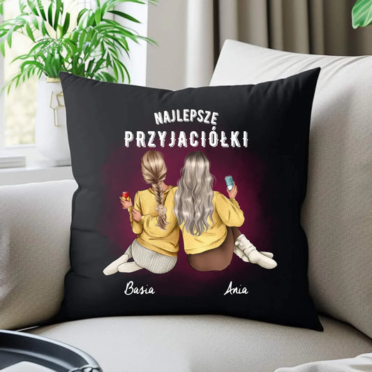Najlepsze przyjaciółki 2-4 osoby | Personalizowana poduszka dekoracyjna na prezent dla przyjaciółki P01 - StoryCups.pl