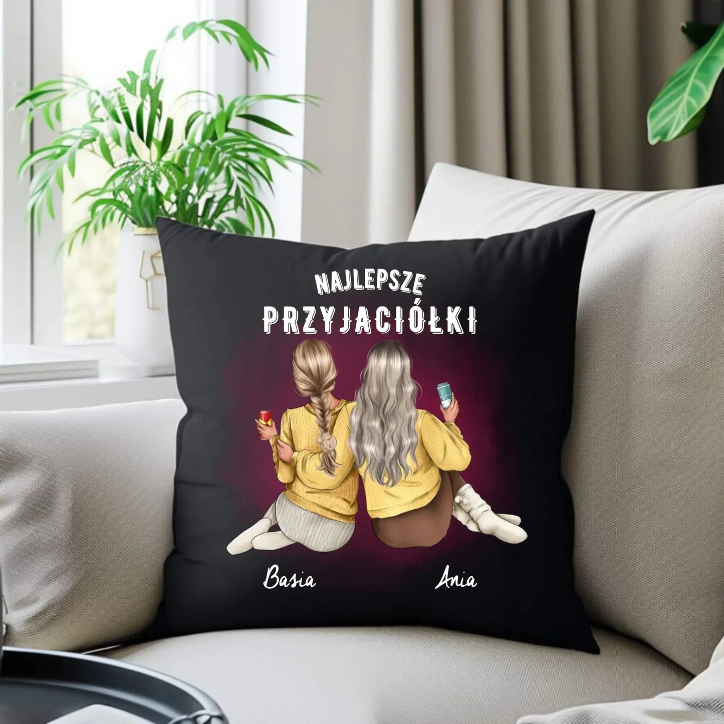 Najlepsze przyjaciółki 2-4 osoby | Personalizowana poduszka dekoracyjna na prezent dla przyjaciółki P01 - StoryCups.pl