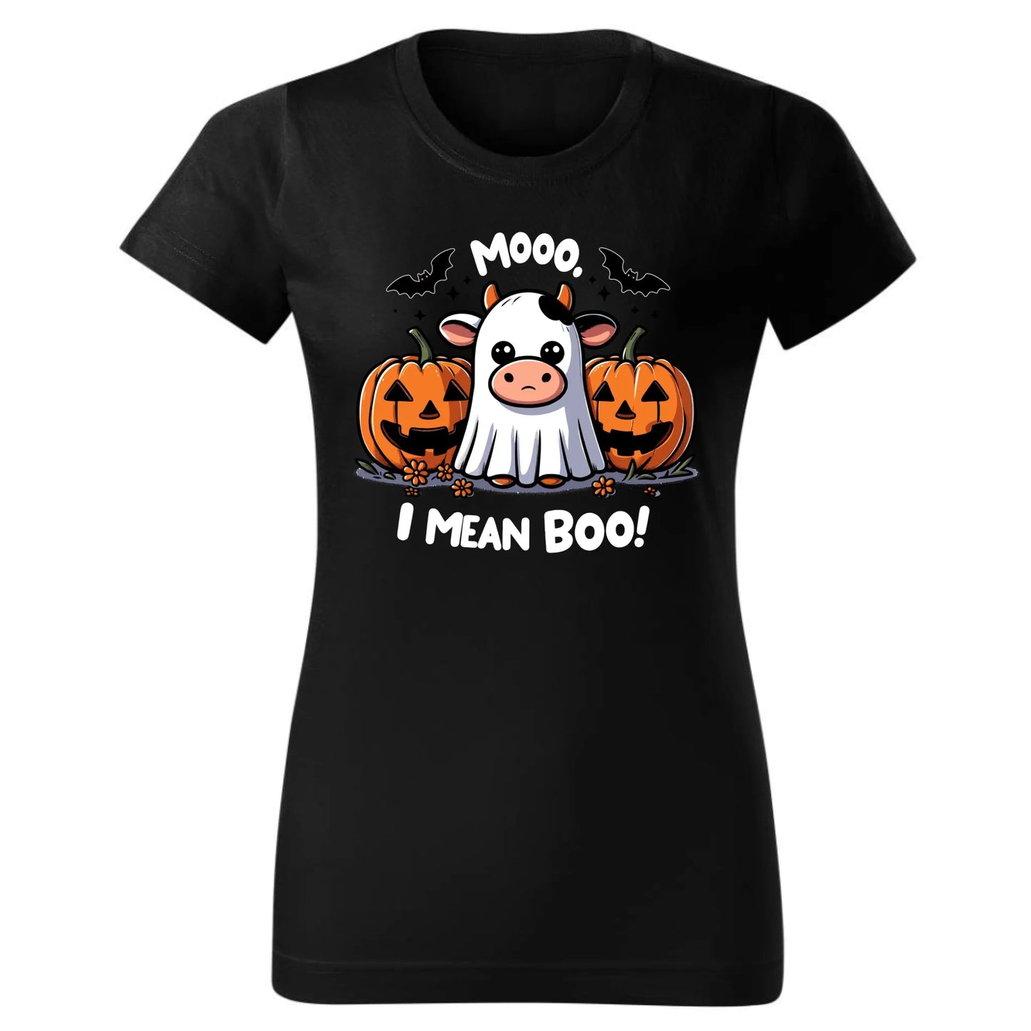 Czarna koszulka damska na Halloween nadruk na prezent