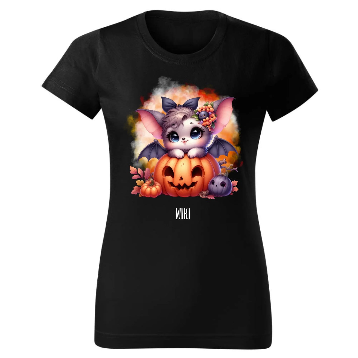 Czarna koszulka damska na Halloween nadruk na prezent