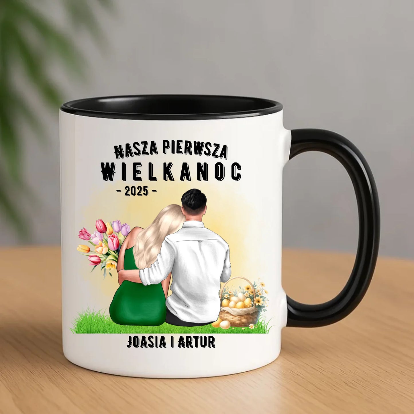 Czarny kubek wielkanocny prezent na WIELKANOC