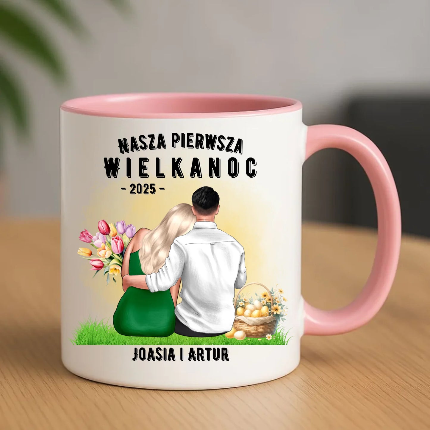 Różowy kubek wielkanocny prezent na WIELKANOC