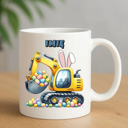 Koparka | Kubek dla dziecka na Wielkanoc WN17 - StoryCups.pl