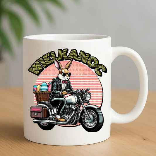 Zając na motorze | Kubek na Wielkanoc WN29 - StoryCups.pl